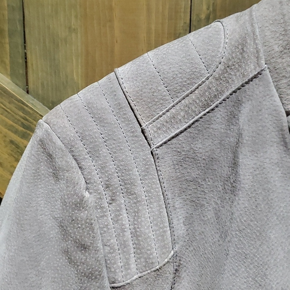 VINTAGE 80S 90S SERGIO VALENTE GENUINE LEATHER SUEDE BOMBER JACKET GRAY Moto - Picture 8 of 11